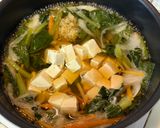 【簡単副菜】小松菜・ニラ・豆腐の和風卵スープ作り方3写真
