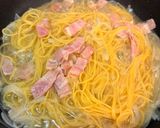 もちもち！時短ベーコンとほうれん草のスープパスタ作り方4写真