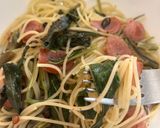空芯菜とウインナーのペペロンチーノ風パスタ作り方6写真