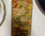 レンジ簡単洋風クリーミー牛丼味炒飯弁当作り方15写真