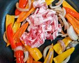 簡単暑い日の夕飯パプリカ豚肉黒酢野菜炒め作り方5写真