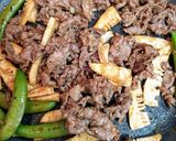簡単ランチ！たけのこスナップエンドウ牛丼作り方6写真