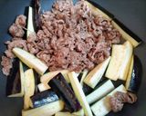 簡単肉料理今夜の夕飯！なす牛小松菜味噌炒作り方5写真