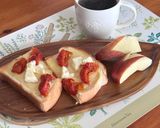 簡単ランチ♡ダブルチーズ&トマトトースト作り方2写真