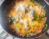 春菊とひき肉の卵とじ丼作り方6写真