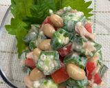 オクラと蒸し大豆とツナのポン酢和え♪作り方5写真