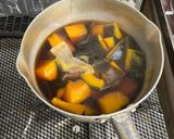 南瓜、筍、野菜、厚揚げ、蕨の煮物、筍飯作り方5写真