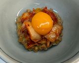 【超簡単朝食】卵黄納豆キムチ作り方2写真