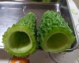 ゴーヤの味噌ひき肉詰め揚げ作り方1写真
