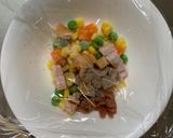 レンジ簡単梅クリーミー焼うどん味炒飯弁当作り方3写真