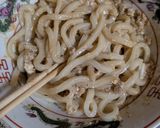 混ぜてレンチン！卵黄のせ濃厚油うどん作り方3写真