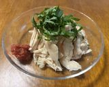 レンチンで簡単！ささみバターの梅肉和え作り方3写真