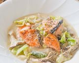 鮭と春キャベツときのこの豆乳クリーム煮作り方5写真