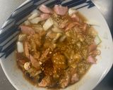 お一人様野菜たっぷりオイ味噌ウインナー丼作り方4写真
