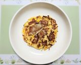 節約簡単昼食！豚厚揚げコーンキャベツ焼き作り方9写真