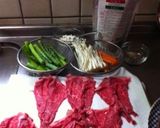 特売の牛モモスライスで野菜巻き作り方1写真