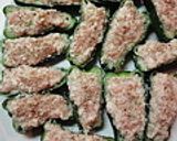 お弁当に＊ピーマンの肉詰め焼き＊作り方3写真
