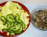 パパのアサリ＆キャベツ＆ゴーヤー作り方1写真