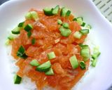 鮭と新玉葱の丼。　レモンわさび風味作り方6写真