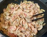 ワンパン!焼きえのきと豚肉の梅黒酢炒め作り方3写真