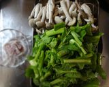 菜の花とアミの塩辛パスタ☆ペペロンチーノ作り方1写真