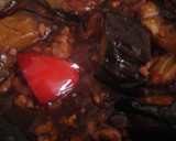 茄子挽肉炒めの残りで茄子目玉焼き丼作り方4写真