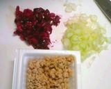 納豆としば漬けの炒飯作り方1写真