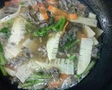 かなるンち塩麹菜の花と牛肉のチャプチェ作り方1写真