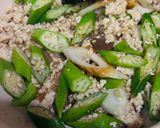 オクラと鶏ひき肉の甘辛炒め作り方6写真