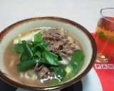 今日の1人ﾗﾝﾁ♪九条ﾈｷﾞ入牛肉うどん作り方6写真