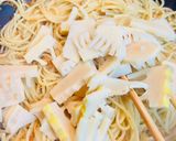 旬の竹の子と小エビのペペロンチーノ🍋香り作り方4写真