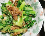 料理のための清酒とおかかで多めの小松菜を作り方4写真