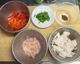 鶏肉とパプリカと新生姜の冷製パスタ作り方2写真