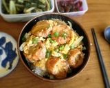 じゅわっ、宮城県の油麩丼～親子風～作り方3写真