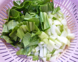 うち中華〜エビと青梗菜の塩炒め 卵のせ作り方2写真