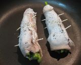 黒胡椒香る☆菜の花の鶏皮巻き☆作り方4写真