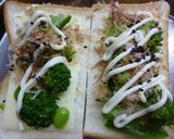 ブロッコリー×豆・豆の和風トースト作り方4写真