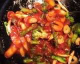 小えび、ウインナーと春野菜のナポリタン♪作り方4写真