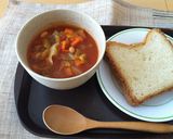 朝食に野菜と大豆のトマトスープ作り方6写真