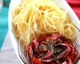 さっぱりトマトと麺つゆの冷たいつけスパ作り方4写真