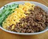 豚ひき肉で♪我が家の三色丼(そぼろ弁当)作り方6写真