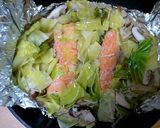 春キャベツと鮭の塩麹ホイル蒸し作り方3写真
