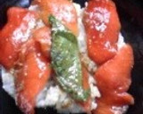 刺身の漬け丼のニラとトマトの卵炒め乗せ作り方3写真