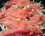 レンジで簡単　豚肉ともやしのミルフィーユ作り方1写真