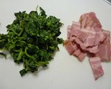 三つ葉とベーコンの卵とじ作り方1写真