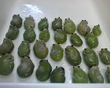 そら豆でアマガエルの整列作り方1写真