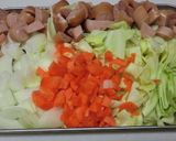 朝楽♪ウインナーと野菜のオムレツ作り方1写真