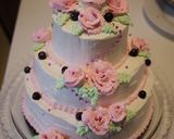 ウェディングケーキ☆ピンクのバラ作り方11写真