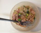 フォークで作る　ネギ鶏つくね作り方4写真