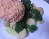 新じゃがと青物温野菜のサーモンソースがけ作り方3写真